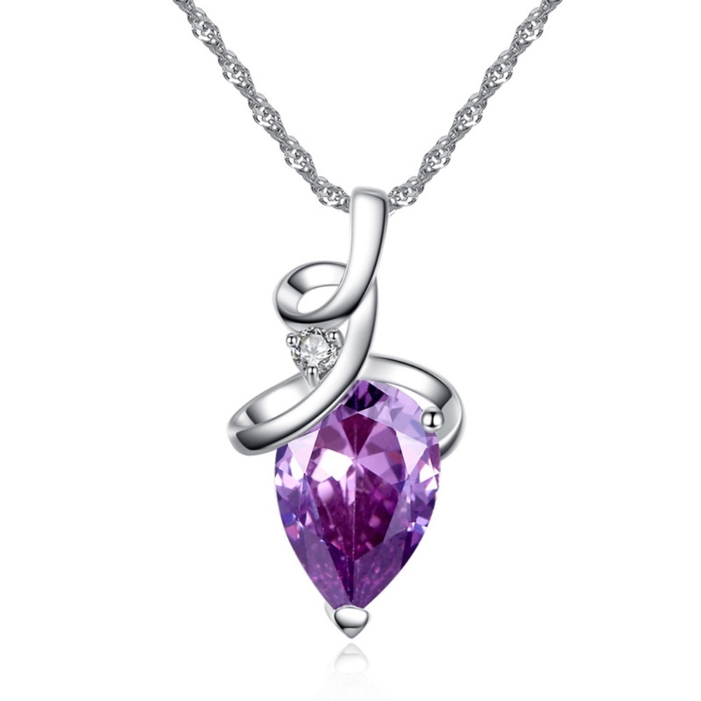 *DALY* Purple x Silver Fashion Heart Necklace